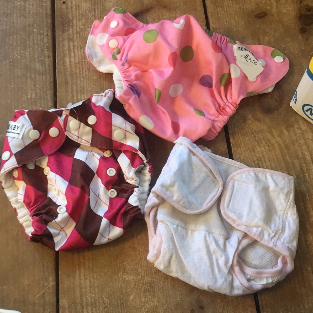 {3} girl cloth diapers